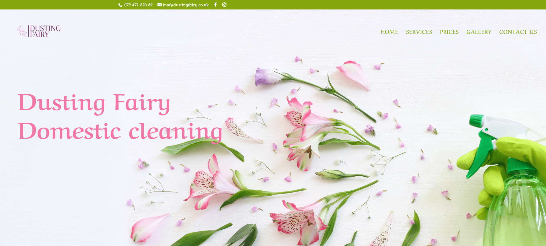 WordPress web developer Buckinghamshire project - Dusting Fairy Cleaning website